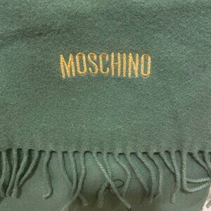 CHIC MOSCHINO Dark Green LAMBSWOOL FRINGE SCARF. MADE in ITALY
